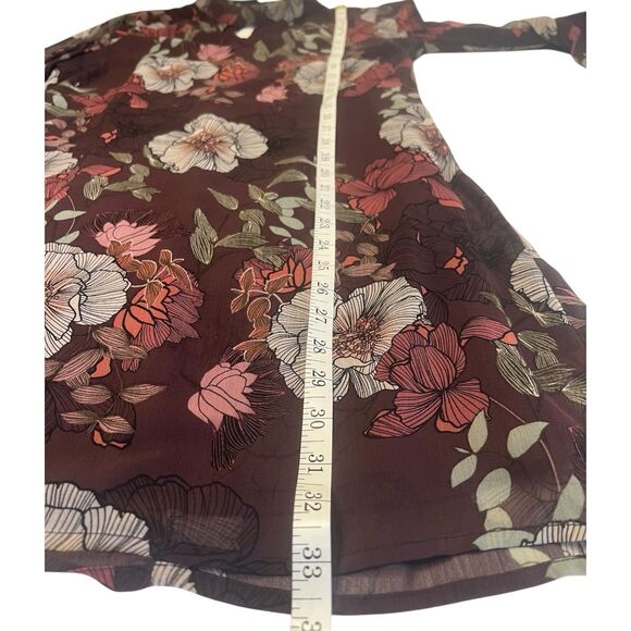 Charlotte Russe Sheer Floral Dress Ruffle Sleeve Fall Layering Purple S - Picture 6 of 13